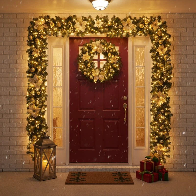 Christmas Garland Rattan Warm White LED Battery-Powered