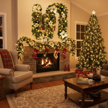 Christmas Garland Rattan Warm White LED Battery-Powered
