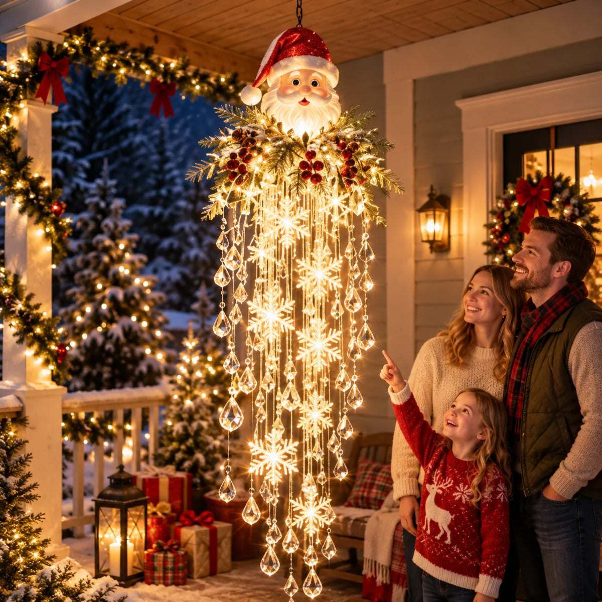 Christmas Hanging Light LED Cascading Crystal-Style Design