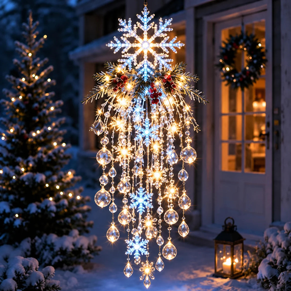 Christmas Hanging Light LED Cascading Crystal-Style Design