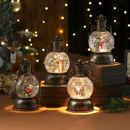 Christmas Lantern Glass Dome Battery-Powered Warm LED Glow
