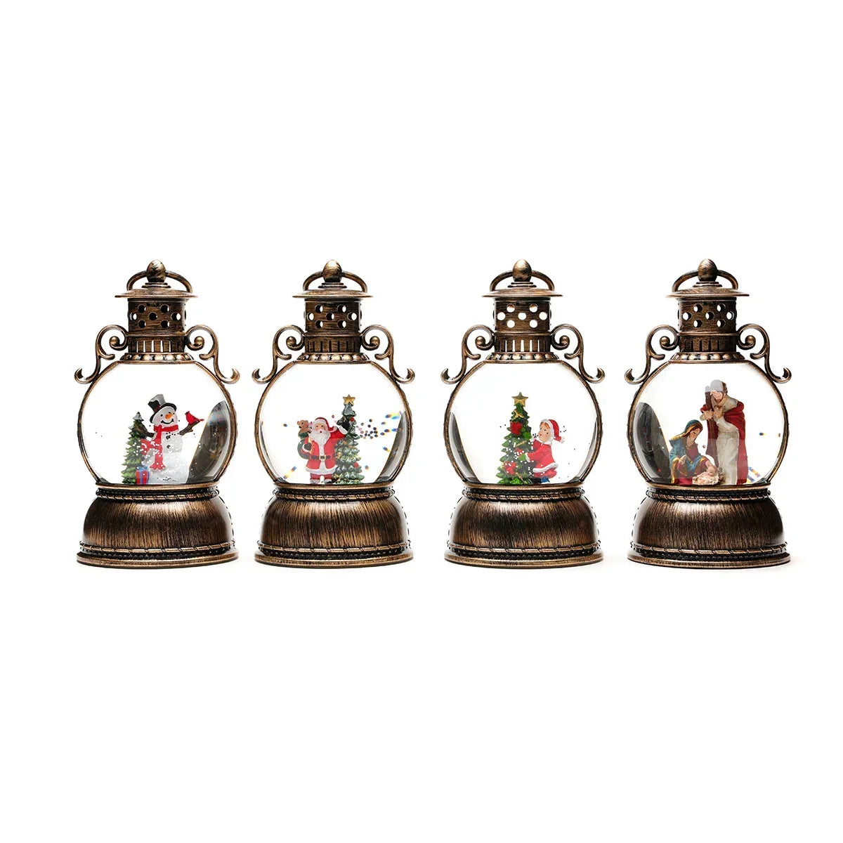 Christmas Lantern Glass Dome Battery-Powered Warm LED Glow