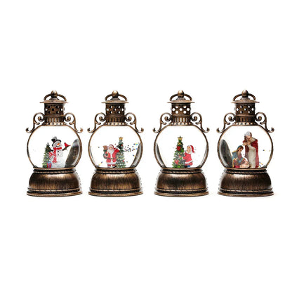 Christmas Lantern Glass Dome Battery-Powered Warm LED Glow