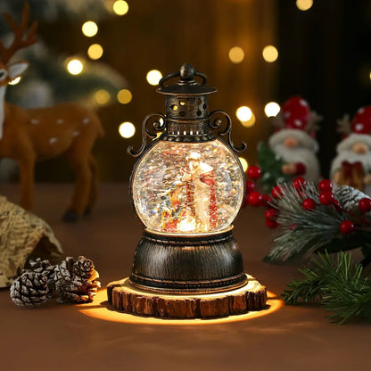 Christmas Lantern Glass Dome Battery-Powered Warm LED Glow