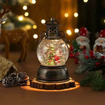 Christmas Lantern Glass Dome Battery-Powered Warm LED Glow