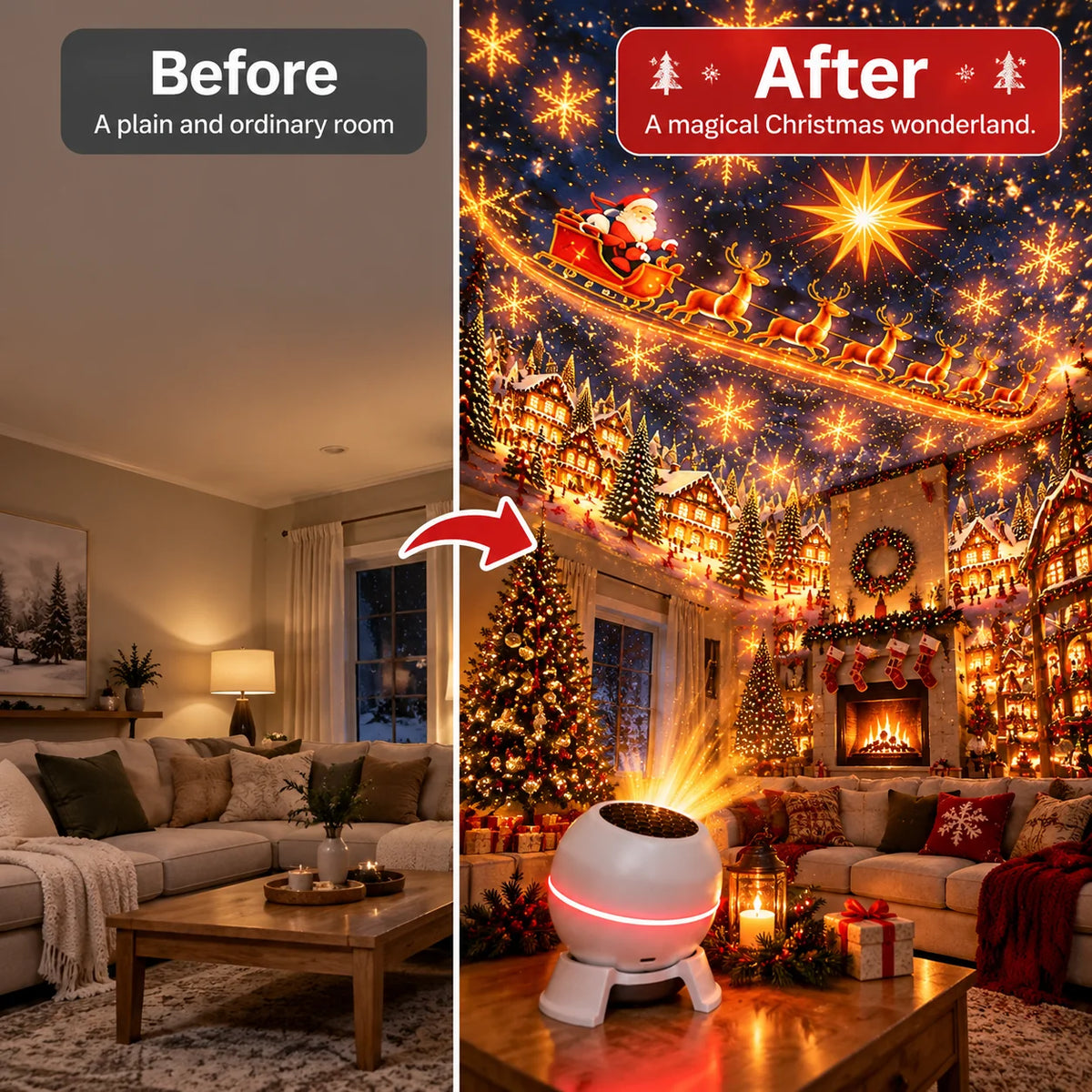 Christmas Light Projector Moving Patterns USB Powered
