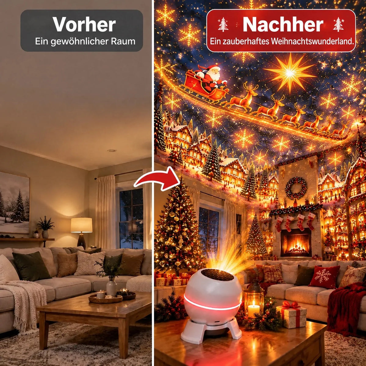 Christmas Light Projector USB-Powered Moving Patterns Indoor Use