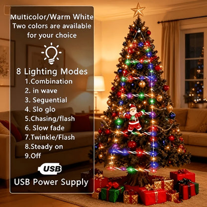 Christmas Lights Climbing Santa Ladder USB Powered 8 Modes