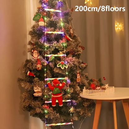 Christmas Lights Climbing Santa Ladder USB Powered 8 Modes