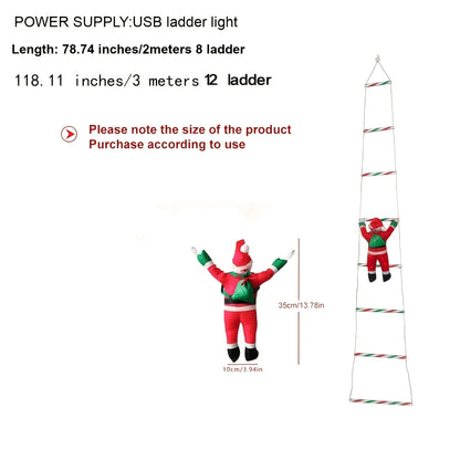 Christmas Lights Climbing Santa Ladder USB Powered 8 Modes