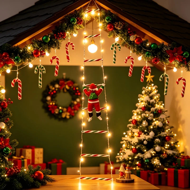 Christmas Lights Climbing Santa Ladder USB Powered 8 Modes