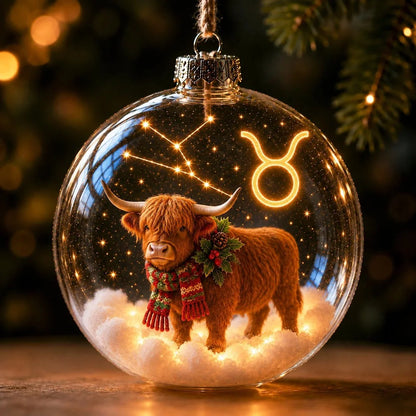 Christmas Ornament Lighted Zodiac Globe with Warm Golden Lights