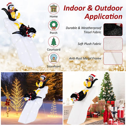 Christmas Penguin Decoration Ice Skating 130 LED Lights