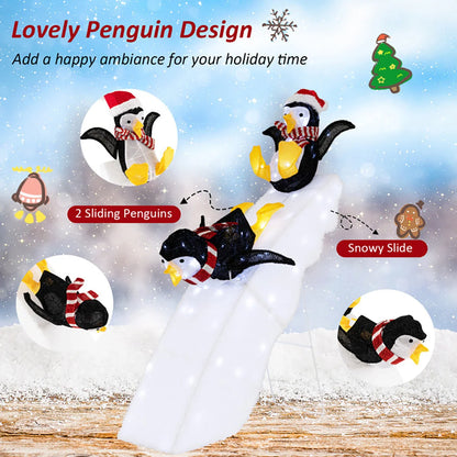 Christmas Penguin Decoration Ice Skating 130 LED Lights