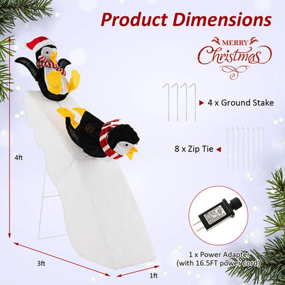 Christmas Penguin Decoration Ice Skating 130 LED Lights