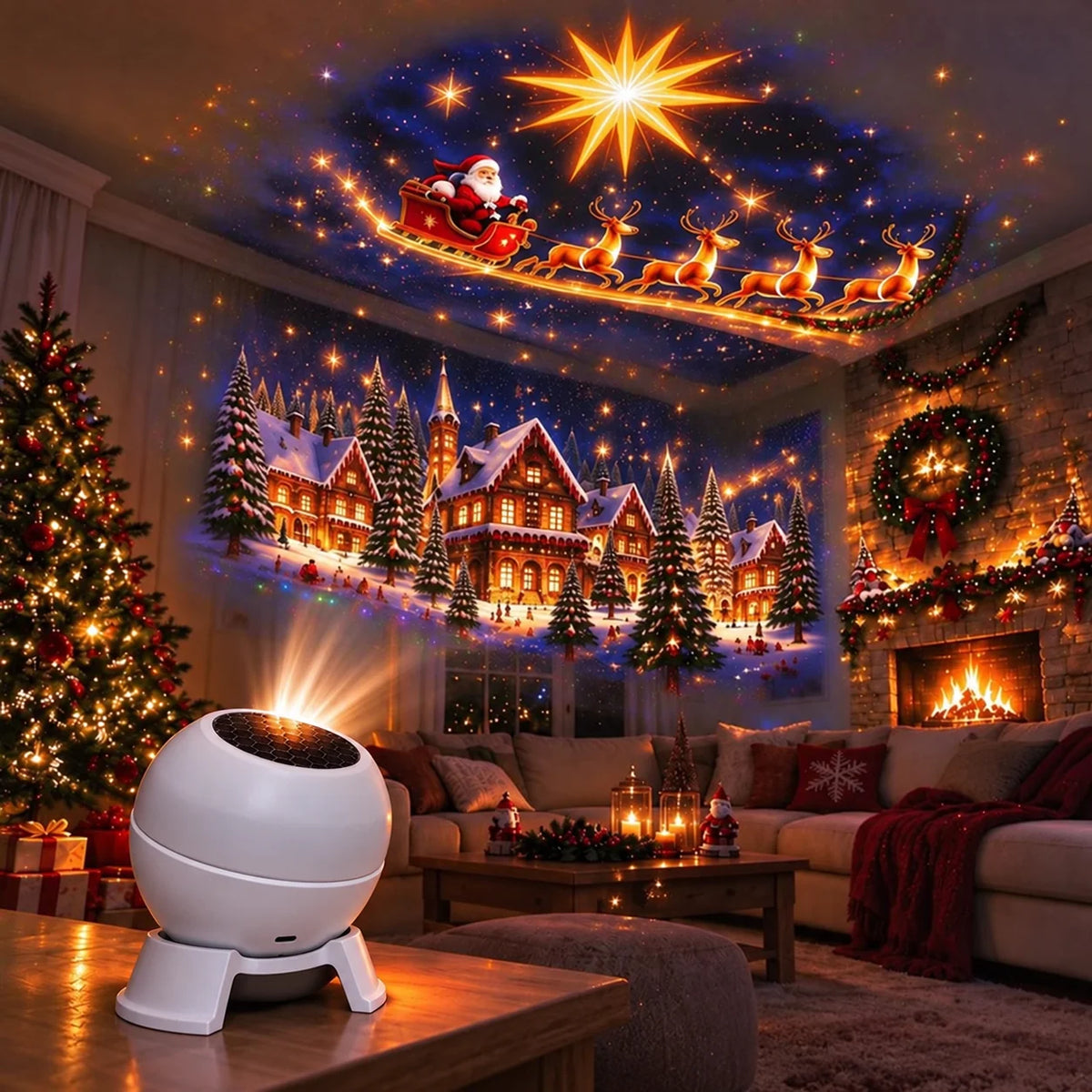 Christmas Projection Night Light USB-Powered Compact Projector