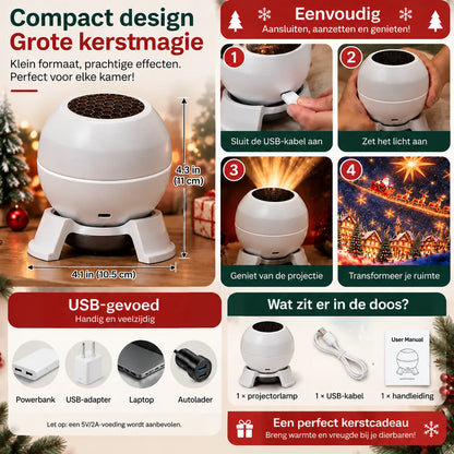 Christmas Projection Night Light USB-Powered Compact Projector