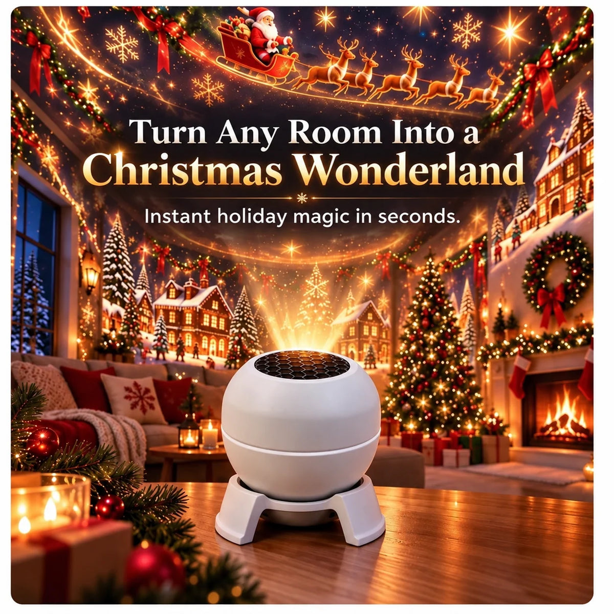 Christmas Projection Night Light USB Powered Festive Scenes