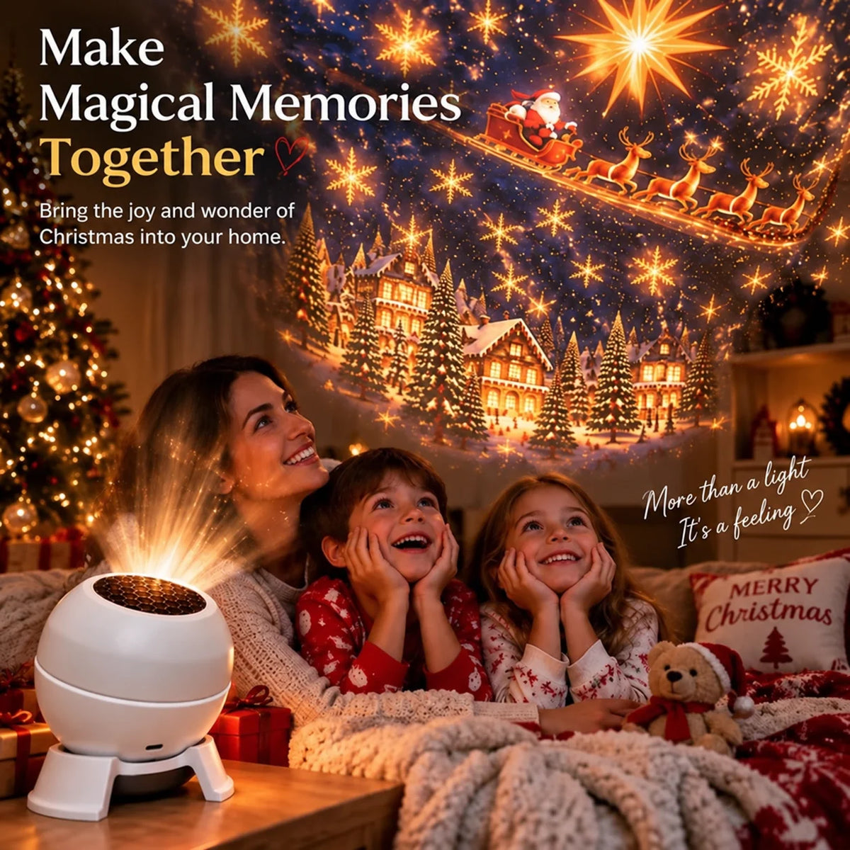 Christmas Projection Night Light USB Powered Festive Scenes