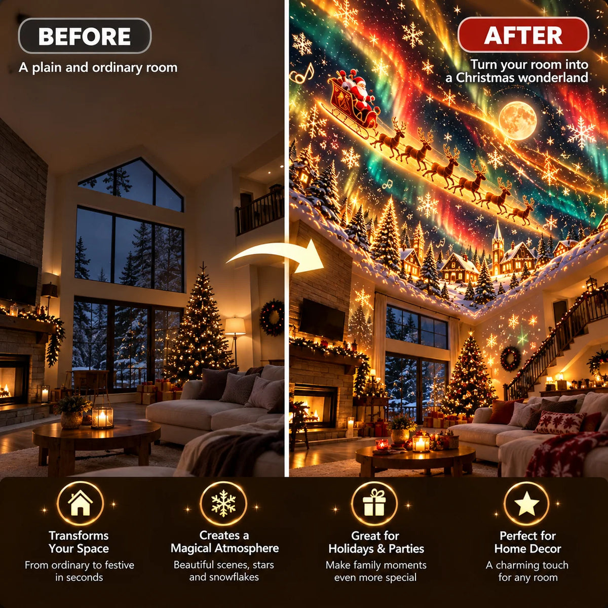 Christmas Projector Indoor Tabletop Festive Projection Light