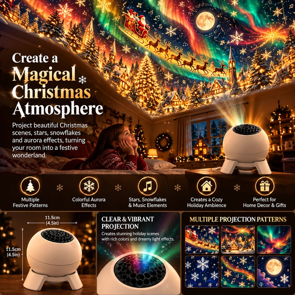 Christmas Projector Indoor Tabletop Festive Projection Light