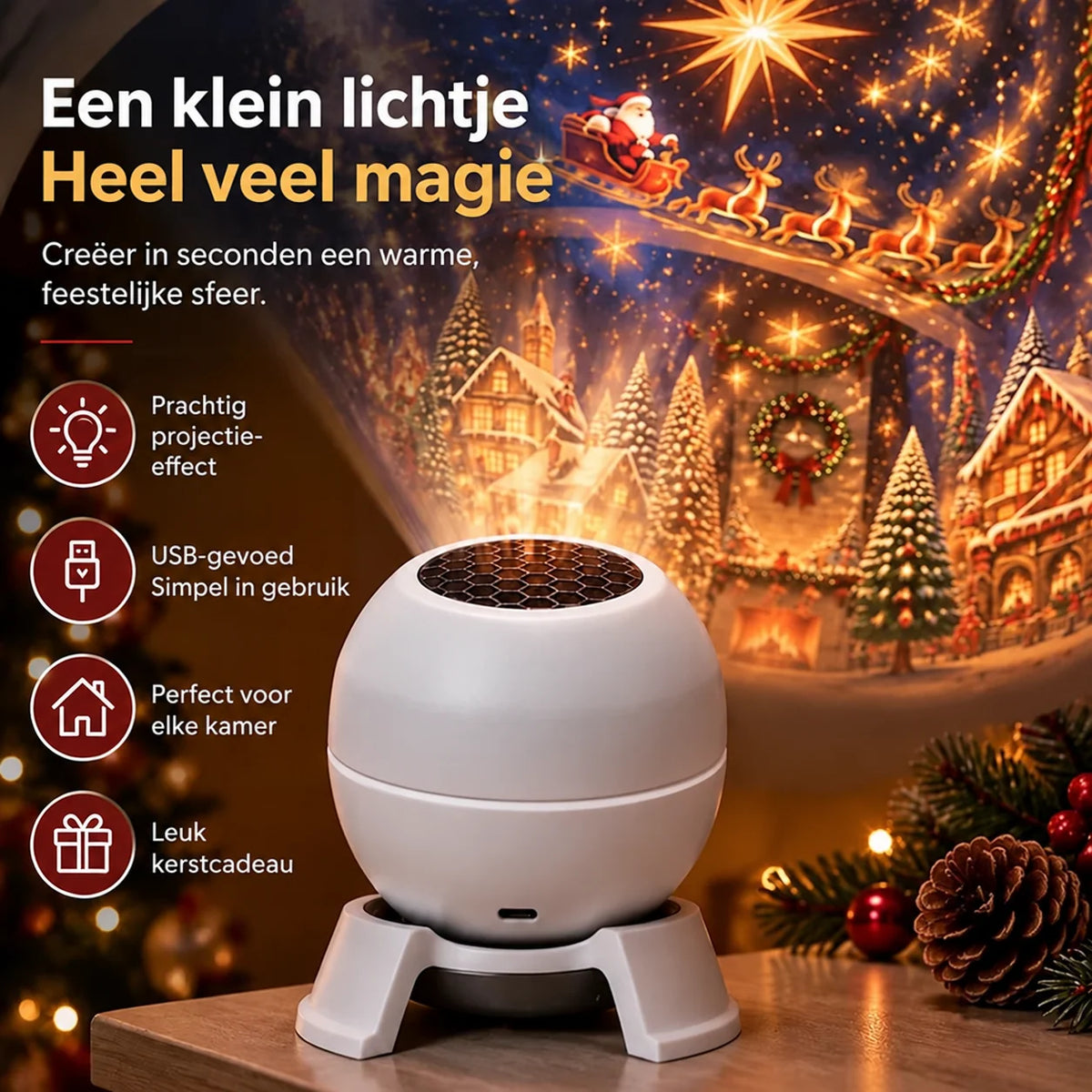 Christmas Projector Light USB-Powered Festive Wall & Ceiling Projections