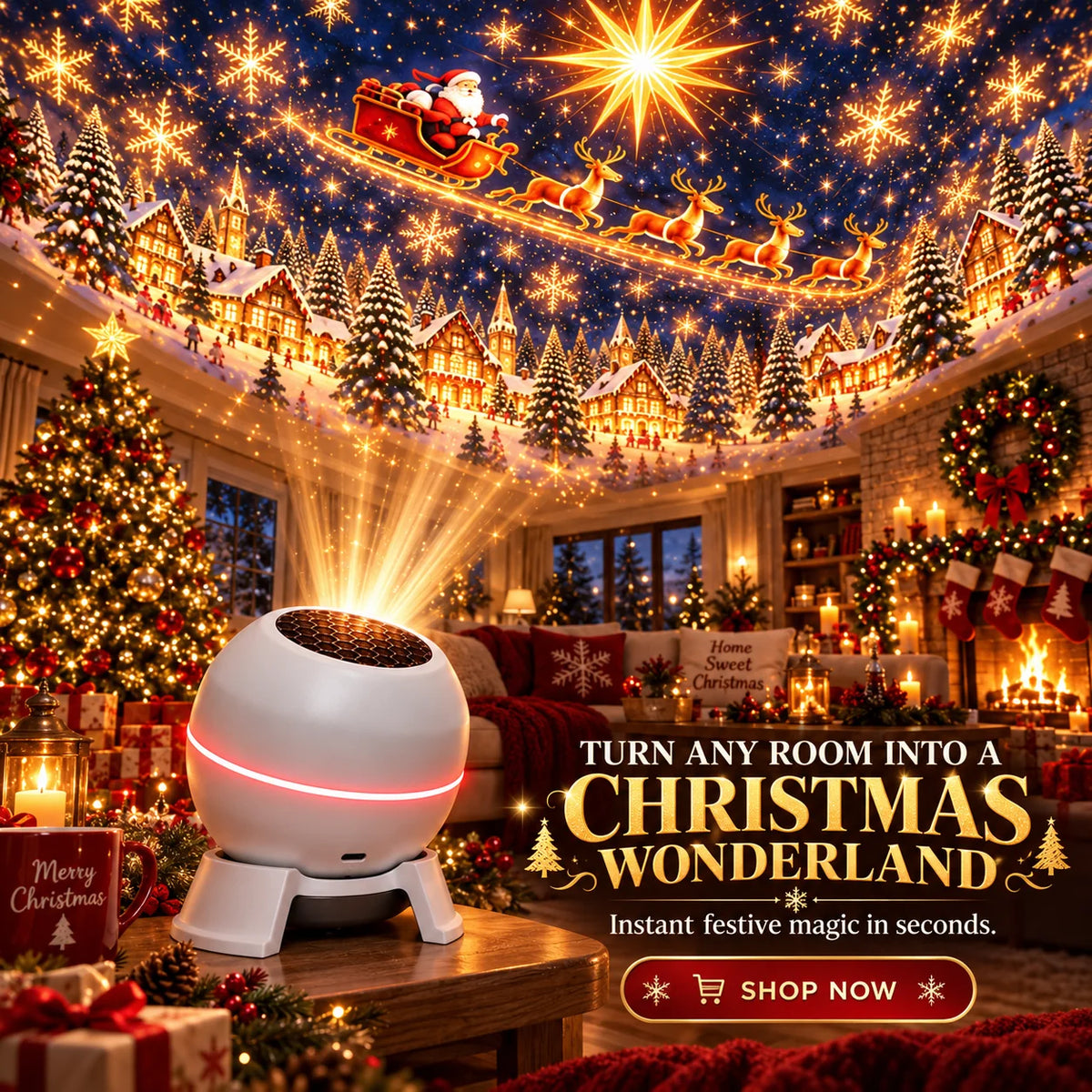 Christmas Projector Moving Holiday Patterns USB Powered