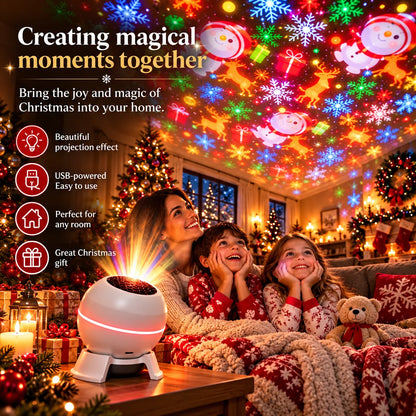 Christmas Projector Moving Motifs USB-Powered Compact Design
