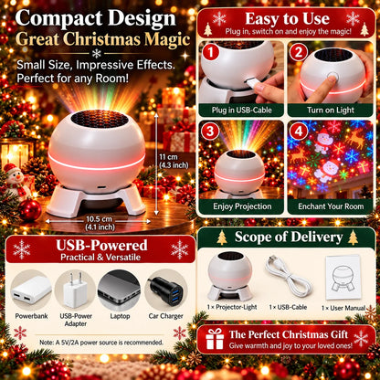 Christmas Projector Moving Projections USB Connection Indoor Decor