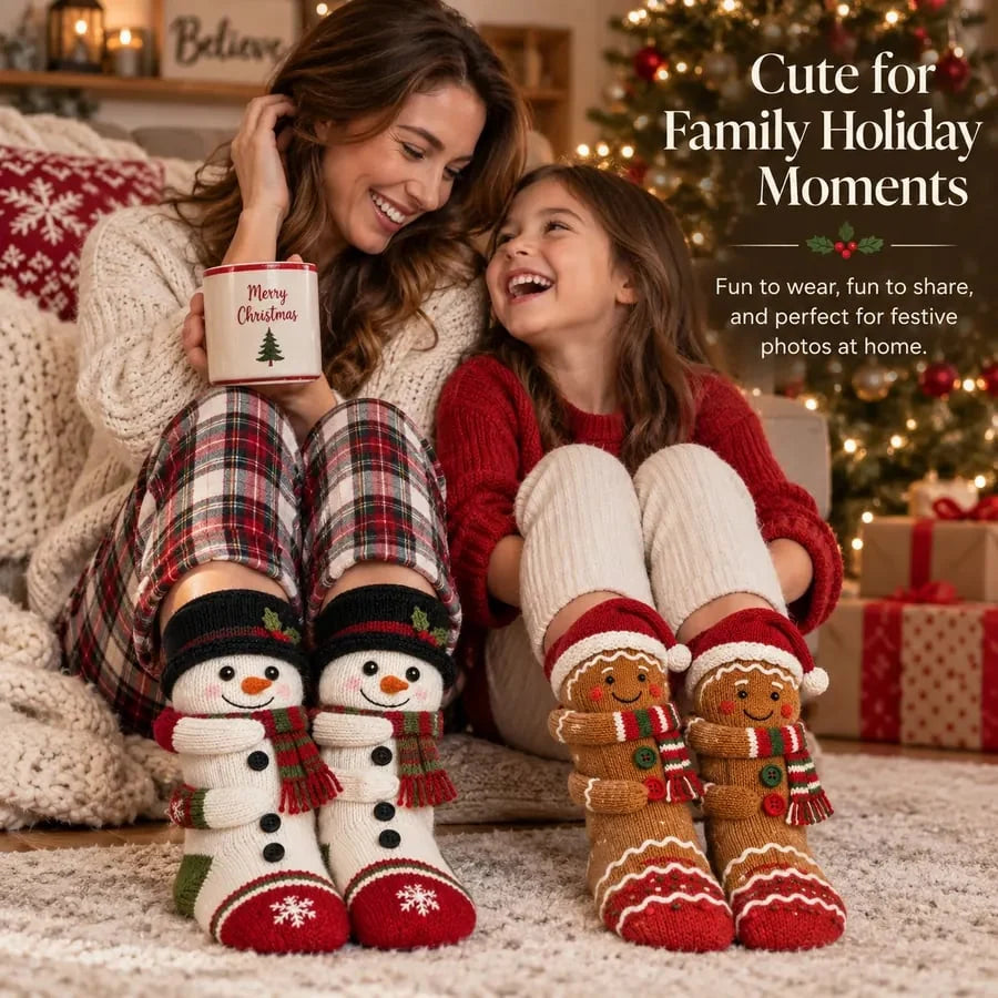Christmas Socks Knitted 3D Hugging Character Design