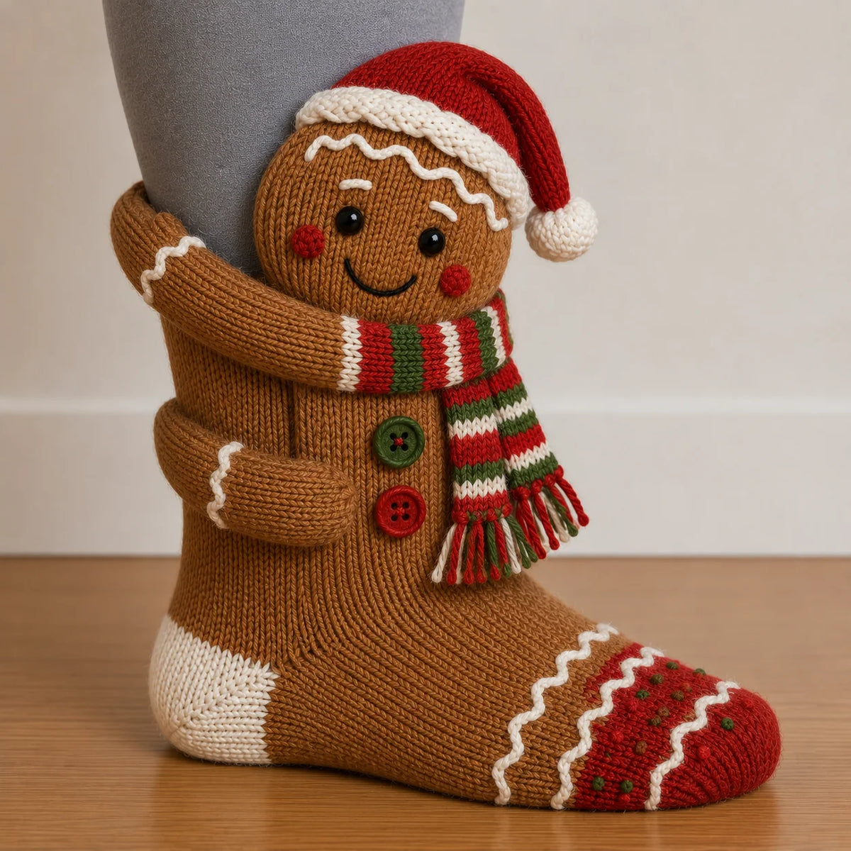 Christmas Socks Knitted 3D Hugging Character Design