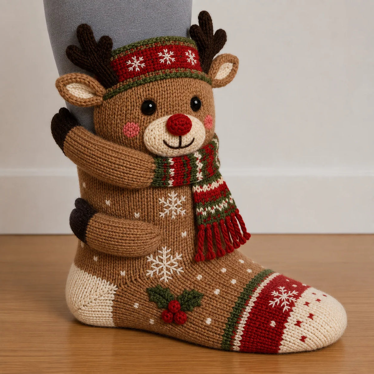 Christmas Socks Knitted 3D Hugging Character Design