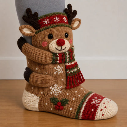 Christmas Socks Knitted 3D Hugging Character Design