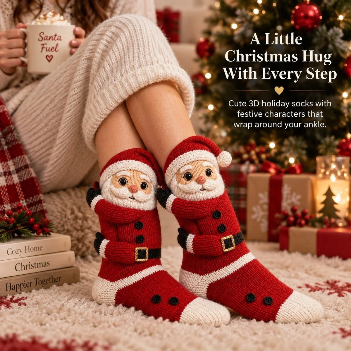 Christmas Socks Knitted 3D Hugging Character Design