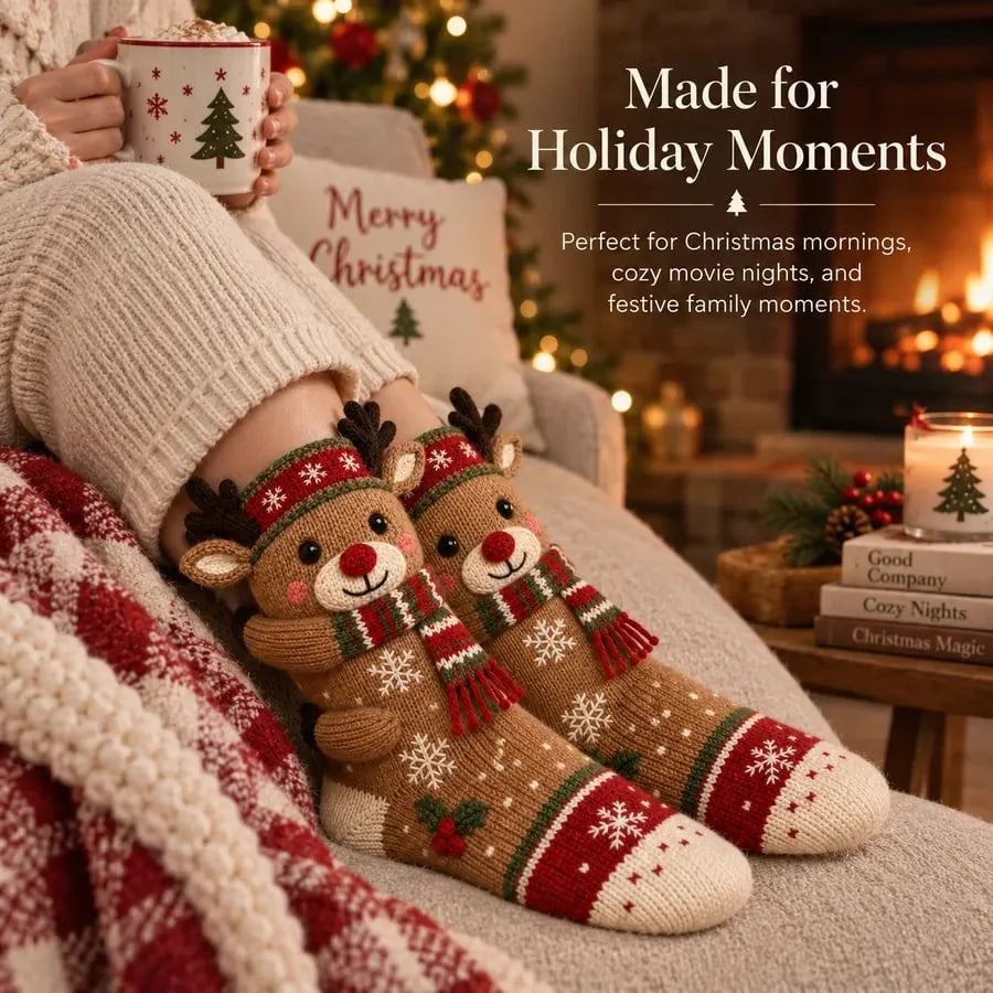 Christmas Socks Knitted 3D Hugging Character Design