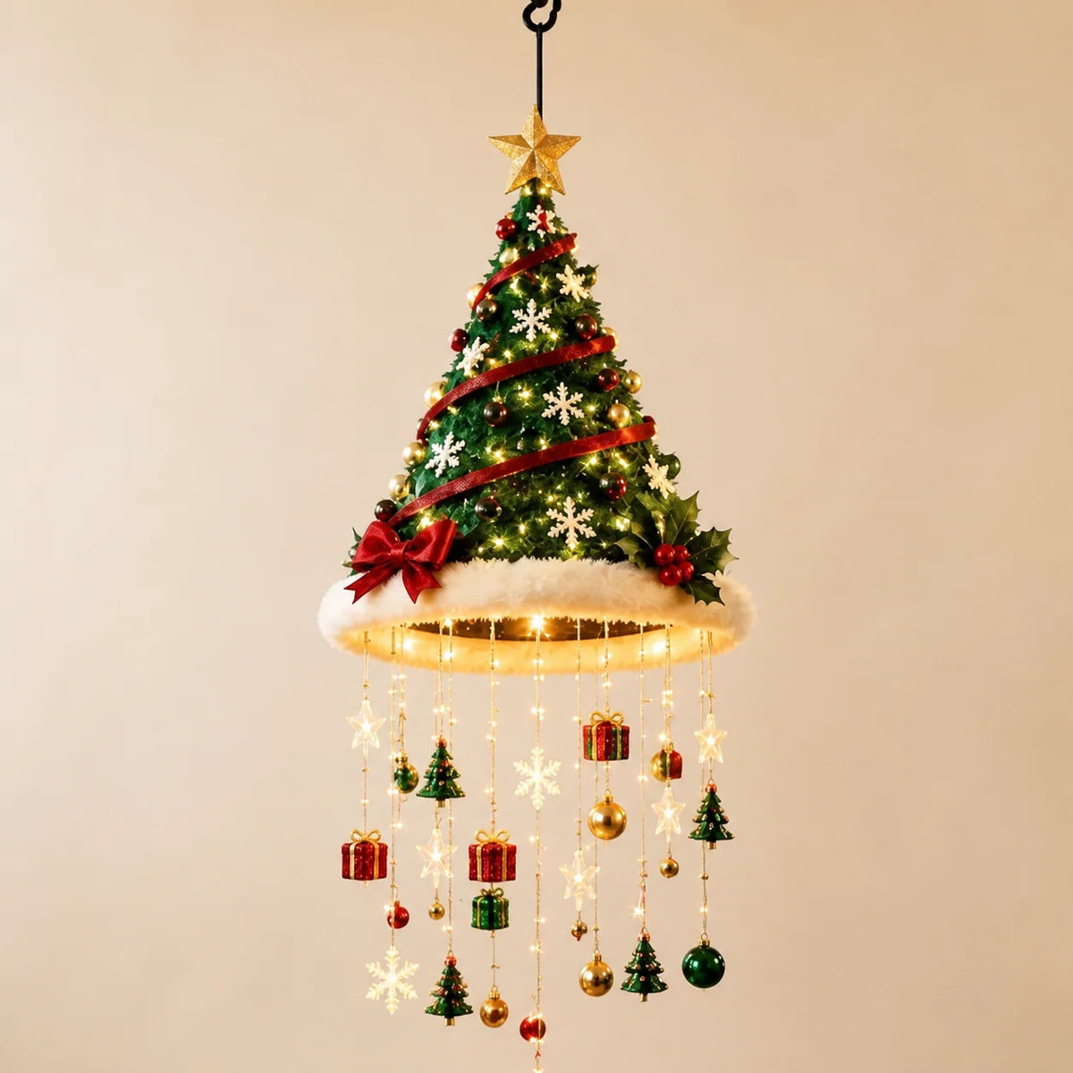 Christmas String Lights Santa Hat Design Warm LED Lights