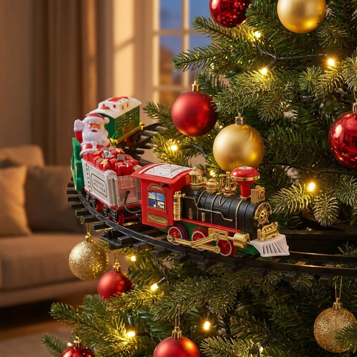 Christmas Train Ornament Battery-Powered Animated Light & Sound