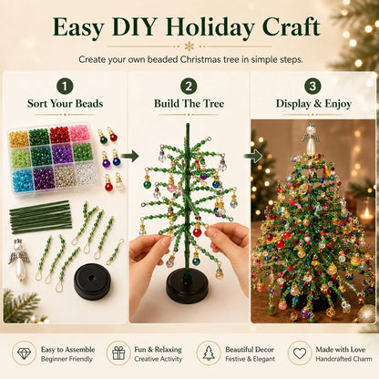 Christmas Tree Craft Kit Layered Beadwork Beginner-Friendly Assembly
