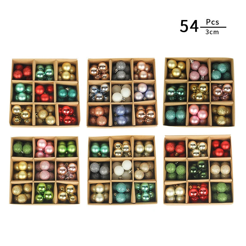 Christmas Tree Ornament Set Shatterproof 54-Piece Assorted Finishes
