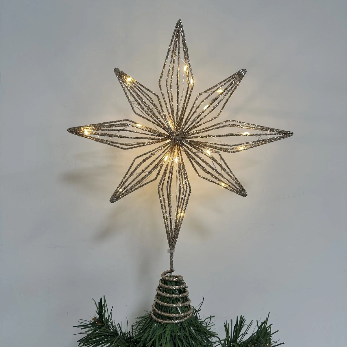 Christmas Tree Topper Iron Frame 20 LED Warm Light