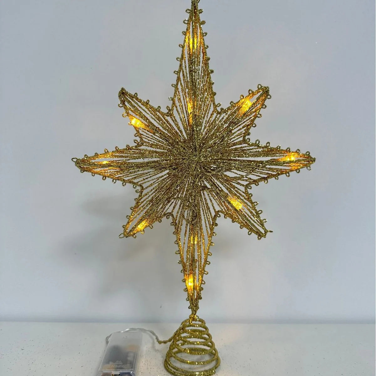 Christmas Tree Topper Iron Frame 20 LED Warm Light