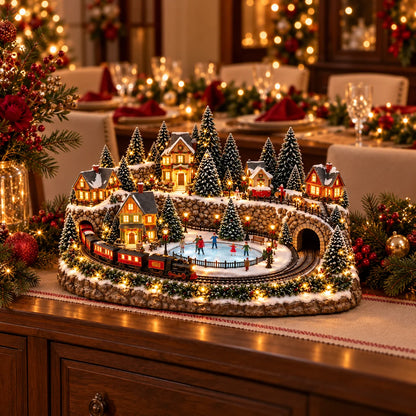 Christmas Village Decoration Moving Train With Lights & Music