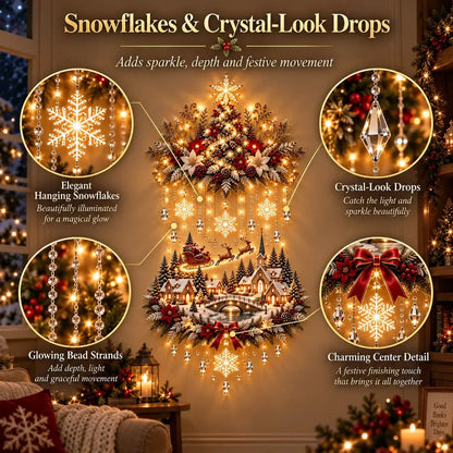 Christmas Wall Hanging Illuminated Winter Village Scene Warm LED Lights