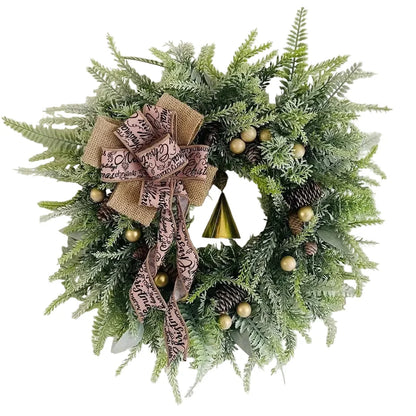 Christmas Wreath Pinecones Jute Bow Indoor Outdoor Decor