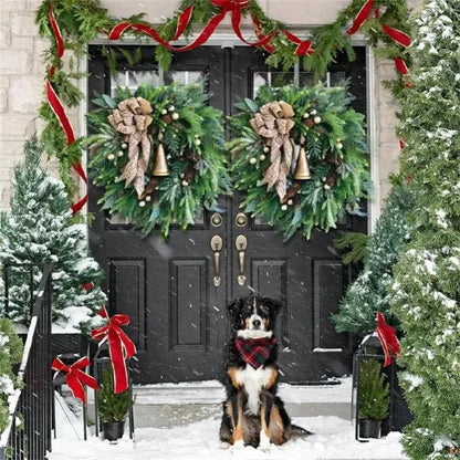 Christmas Wreath Pinecones Jute Bow Indoor Outdoor Decor