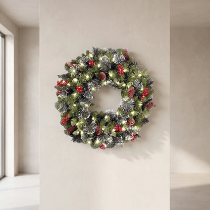 Christmas Wreath Pre-Lit Warm White LED Lights