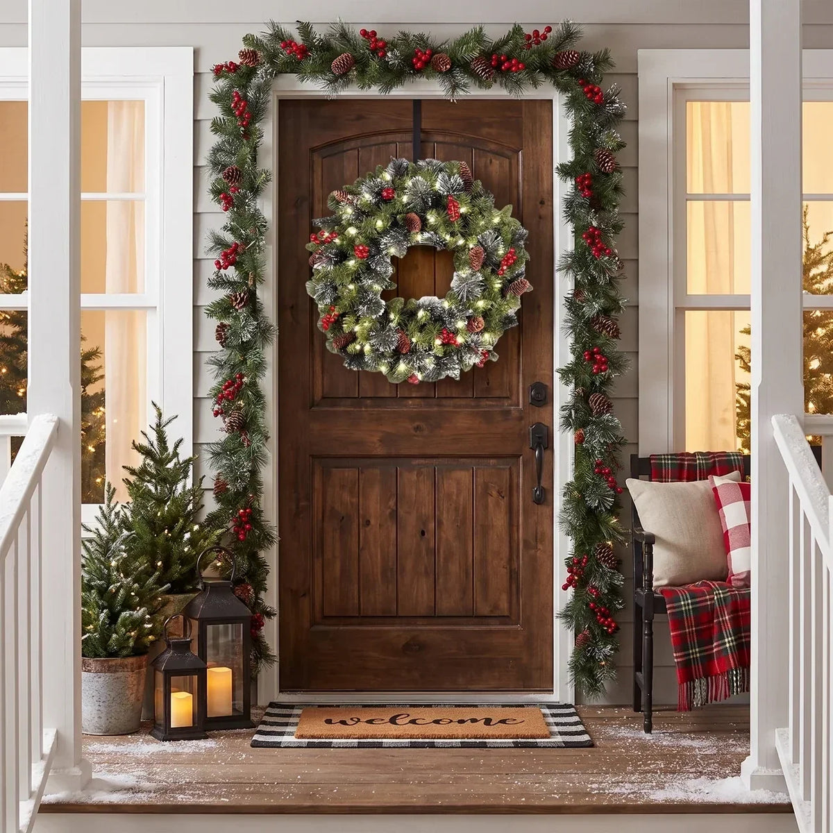 Christmas Wreath Pre-Lit Warm White LED Lights