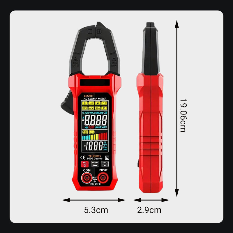 Clamp Meter Auto-Range 600A AC/DC NCV & LED Light