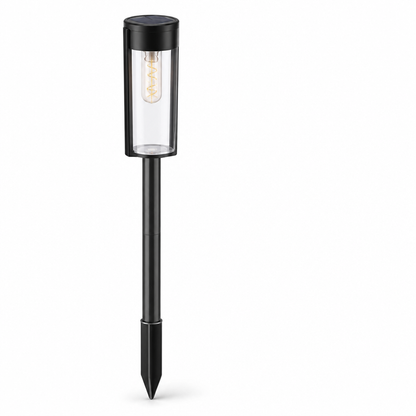 Clear Filament-Style Housing with Ground Spike Solar Garden Light