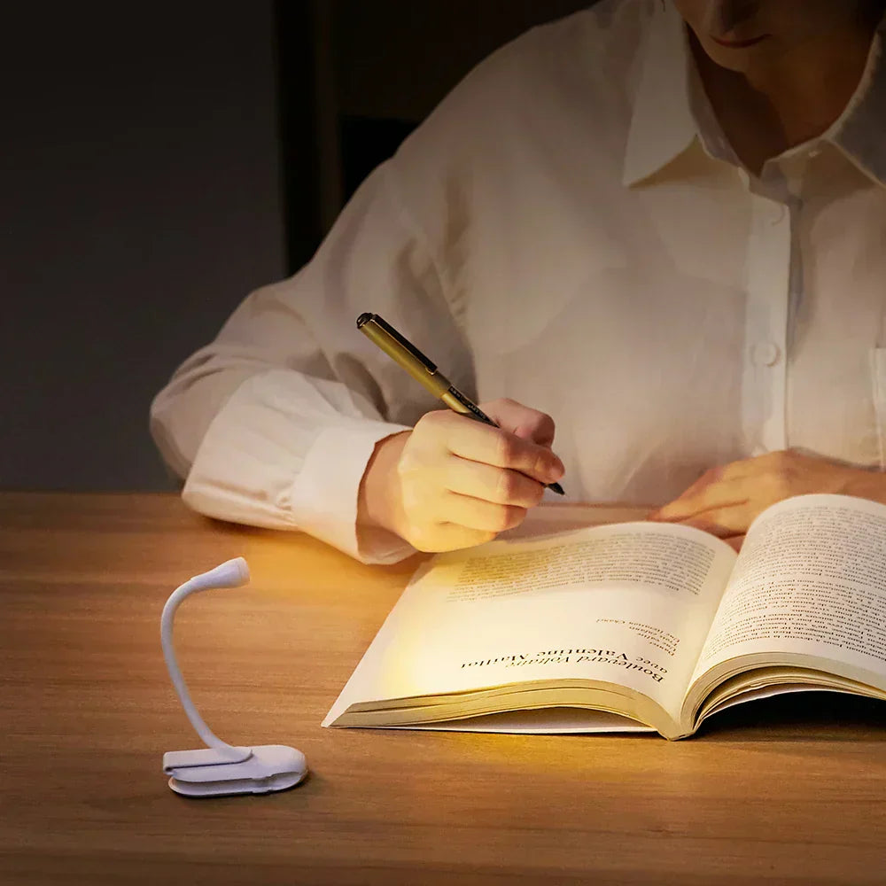 Clip-On Book Light Dimmable Touch Sensor USB Rechargeable